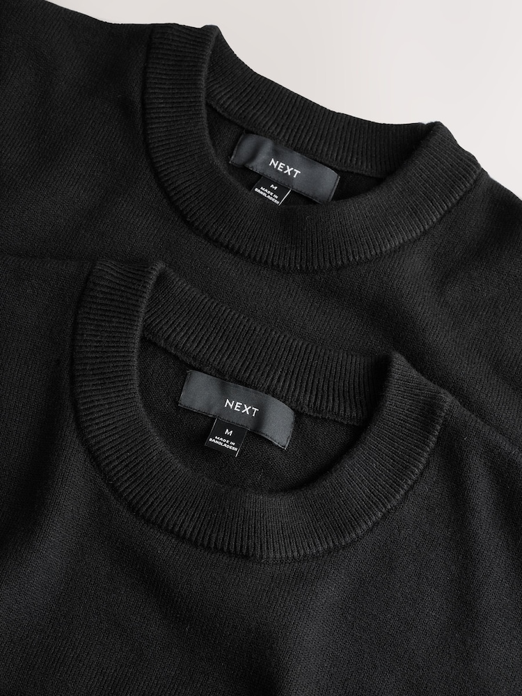 Black Regular Fit Soft Touch Crew Neck Jumpers 2 Pack - Image 8 of 8
