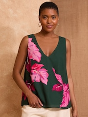 Love & Roses Green Floral V-Neck Vest - Image 2 of 5