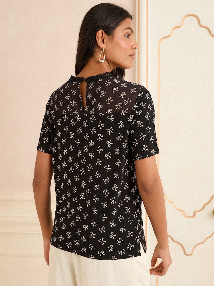 Love & Roses Blusa de short sleeve e Crew Neck - Imagem 4 de 4