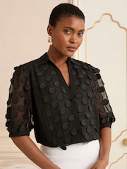 Love & Roses Black 3D Spot 3/4 Sleeve Shirt - Image 1 of 4