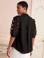 Love & Roses Black 3D Spot 3/4 Sleeve Shirt - Image 4 of 4