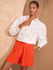 Love & Roses White Ecru Embroidered Long Sleeve Shirt - Image 1 of 4