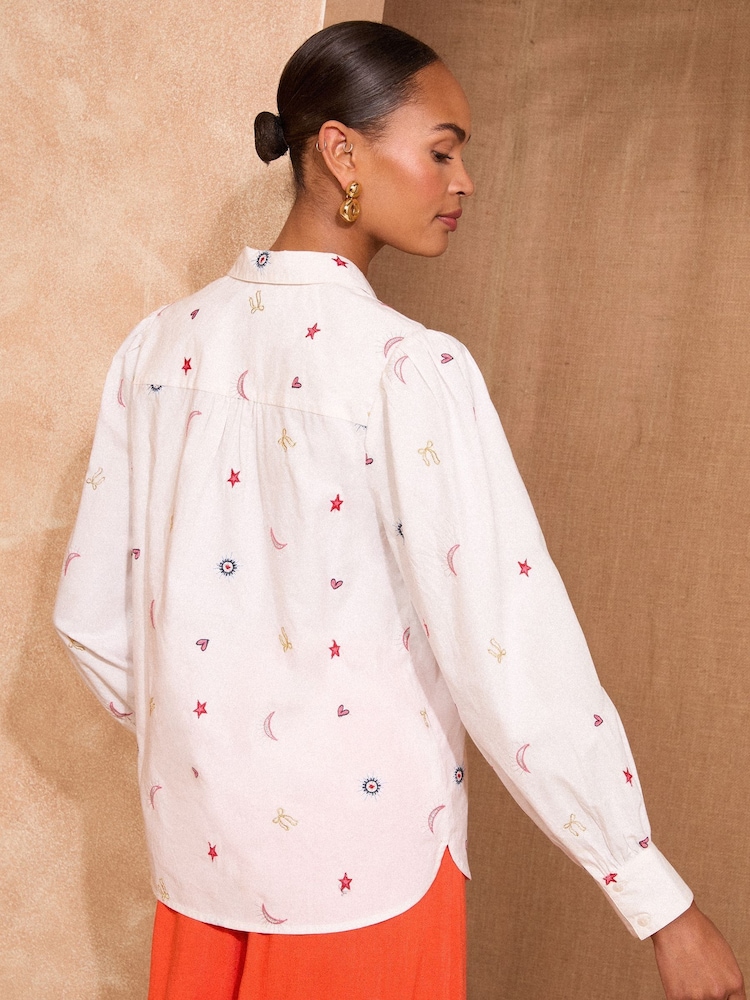 Love & Roses White Ecru Embroidered Long Sleeve Shirt - Image 4 of 4