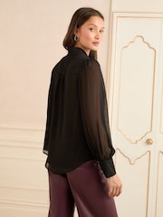 Love & Roses Black Lace Centre Long Sleeve Shirt - Image 2 of 4