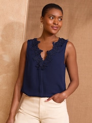 Love & Roses Blue Navy V-Neck Vest - Image 1 of 4