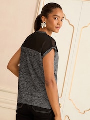 Love & Roses Black Metallic Crew Neck Metallic Top - Image 4 of 4