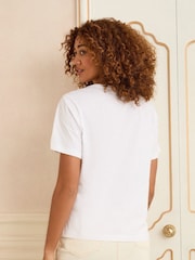 Love & Roses Ivory Embellished Bows Crew Neck T-Shirt - Image 4 of 4