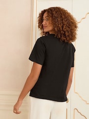 Love & Roses Black Crew Neck T-Shirt - Image 4 of 4