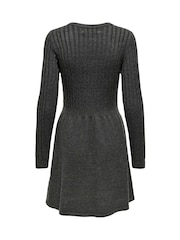 ONLY Long Sleeve Cable Knit Dress - 6şəkildən 6 şəkil