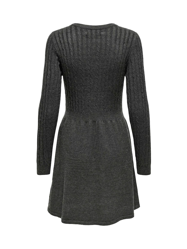 ONLY Long Sleeve Cable Knit Dress - 6şəkildən 6 şəkil