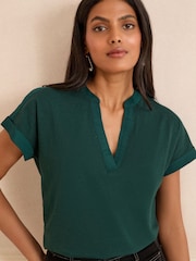 Love & Roses Forest Green V-Neck Jersey T-Shirt - Image 2 of 4
