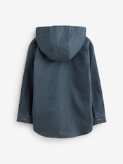 Blue Long Sleeve Hooded Shacket - Image 2 of 4