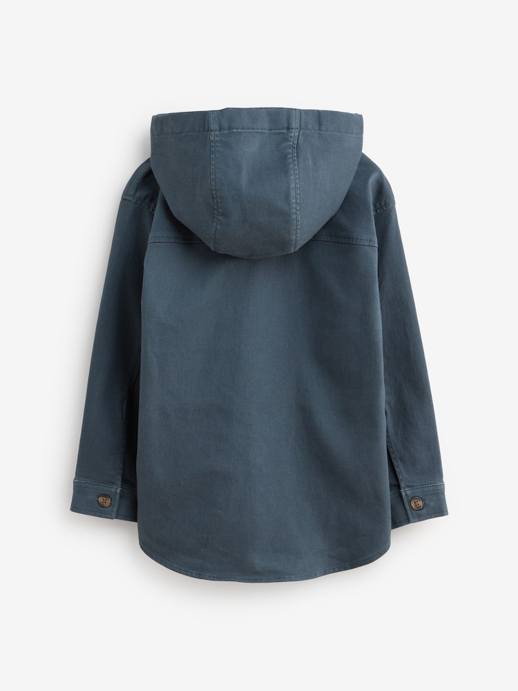 Blue Long Sleeve Hooded Shacket - Image 2 of 4