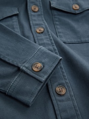 Blue Long Sleeve Hooded Shacket - Image 3 of 4