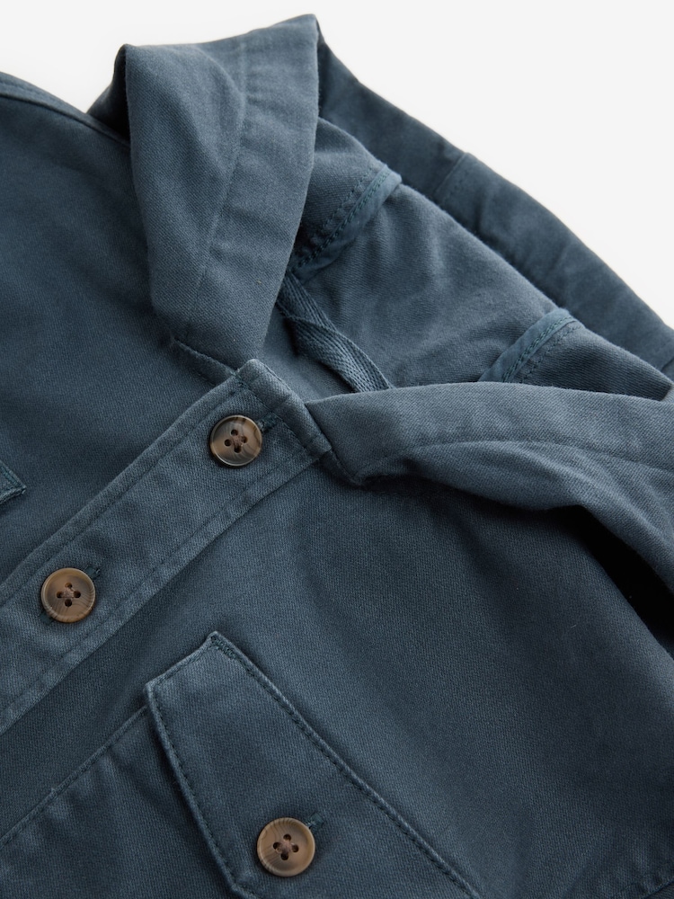 Blue Long Sleeve Hooded Shacket - Image 4 of 4