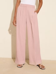 Friends Like These Pink Premium Elastic Back Tailored Wide Leg Trousers - Image 1 of 4