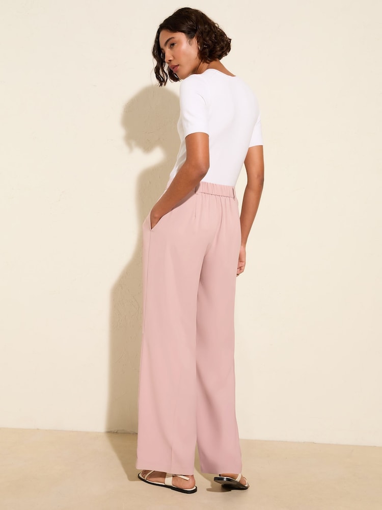 Friends Like These Pink Premium Elastic Back Tailored Wide Leg Trousers - Image 4 of 4