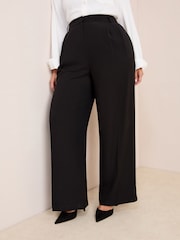 Friends Like These Black Curve Premium Elastic Back Tailored Wide Leg Trousers - Image 1 of 4