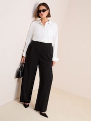 Friends Like These Black Curve Premium Elastic Back Tailored Wide Leg Trousers - Image 3 of 4