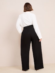 Friends Like These Black Curve Premium Elastic Back Tailored Wide Leg Trousers - Image 4 of 4