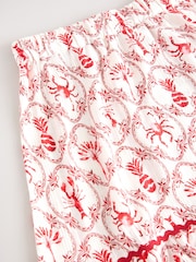 Ecru/Red Lobster Print 100% Cotton Tiered Maxi Skirt - Image 3 of 3