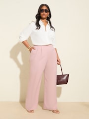 Friends Like These Pink Curve Premium Elastic Back Tailored Wide Leg Trousers - Image 1 of 4