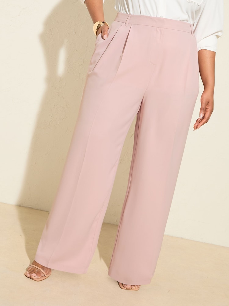 Friends Like These Pink Curve Premium Elastic Back Tailored Wide Leg Trousers - Image 2 of 4
