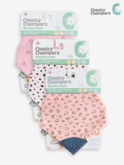 Cheeky Chompers Pink 100% Cotton Teething Dribble Bibs 3 Pack - Image 5 of 5