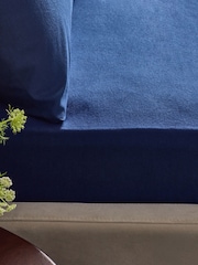 Navy Brushed Supersoft 100% Cotton Deep Fitted Sheet - Image 2 of 3