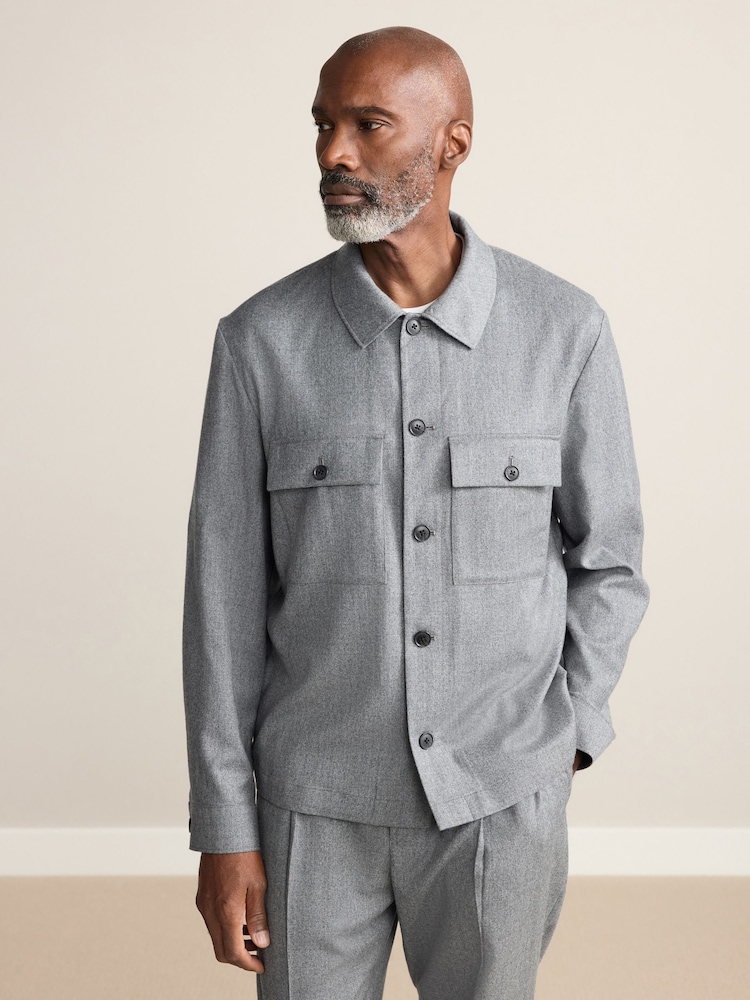 Grey Signature 100% REDA Marino Wool Shacket - Image 1 of 12