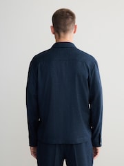 Navy Blue Signature 100% REDA Marino Wool Shacket - Image 2 of 6