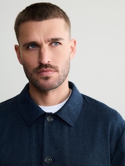 Navy Blue Signature 100% REDA Marino Wool Shacket - Image 3 of 6