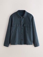 Navy Blue Signature 100% REDA Marino Wool Shacket - Image 4 of 6
