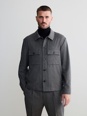 Neutral Brown Signature 100% REDA Marino Wool Shacket - Image 1 of 8
