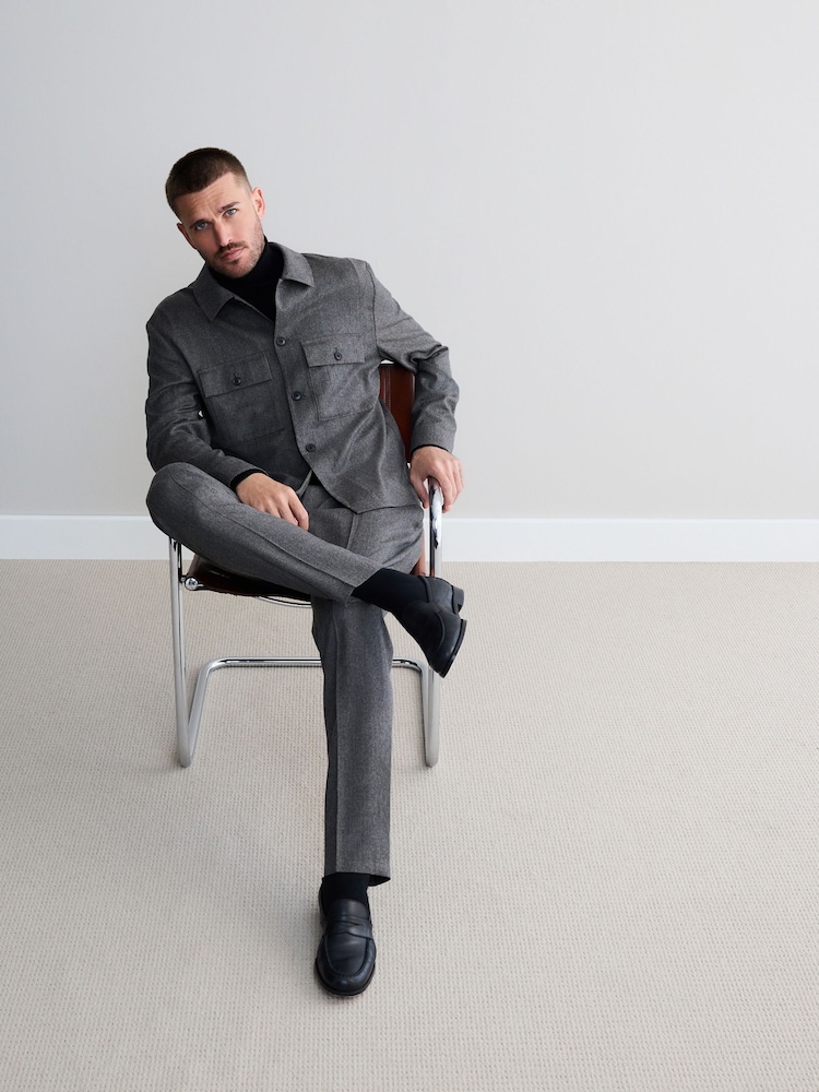 Neutral Brown Signature 100% REDA Marino Wool Shacket - Image 2 of 8