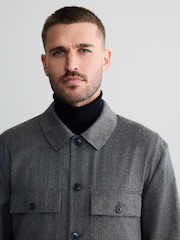 Neutral Brown Signature 100% REDA Marino Wool Shacket - Image 5 of 8