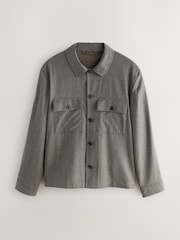 Neutral Brown Signature 100% REDA Marino Wool Shacket - Image 6 of 8