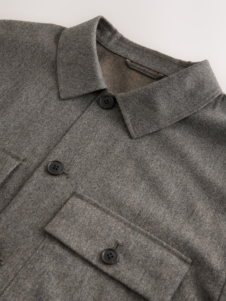 Neutral Brown Signature 100% REDA Marino Wool Shacket - Image 8 of 8