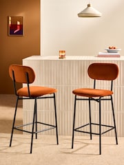 MADE.COM Cinnamon Velvet and Black Legs Clemmie Bar Stool - Image 1 of 5