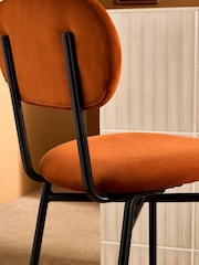 MADE.COM Cinnamon Velvet and Black Legs Clemmie Bar Stool - Image 2 of 5