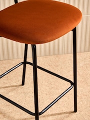 MADE.COM Cinnamon Velvet and Black Legs Clemmie Bar Stool - Image 3 of 5