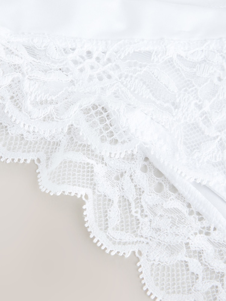 White Ultimate Comfort Lace Back High Leg Knickers - Image 2 of 3