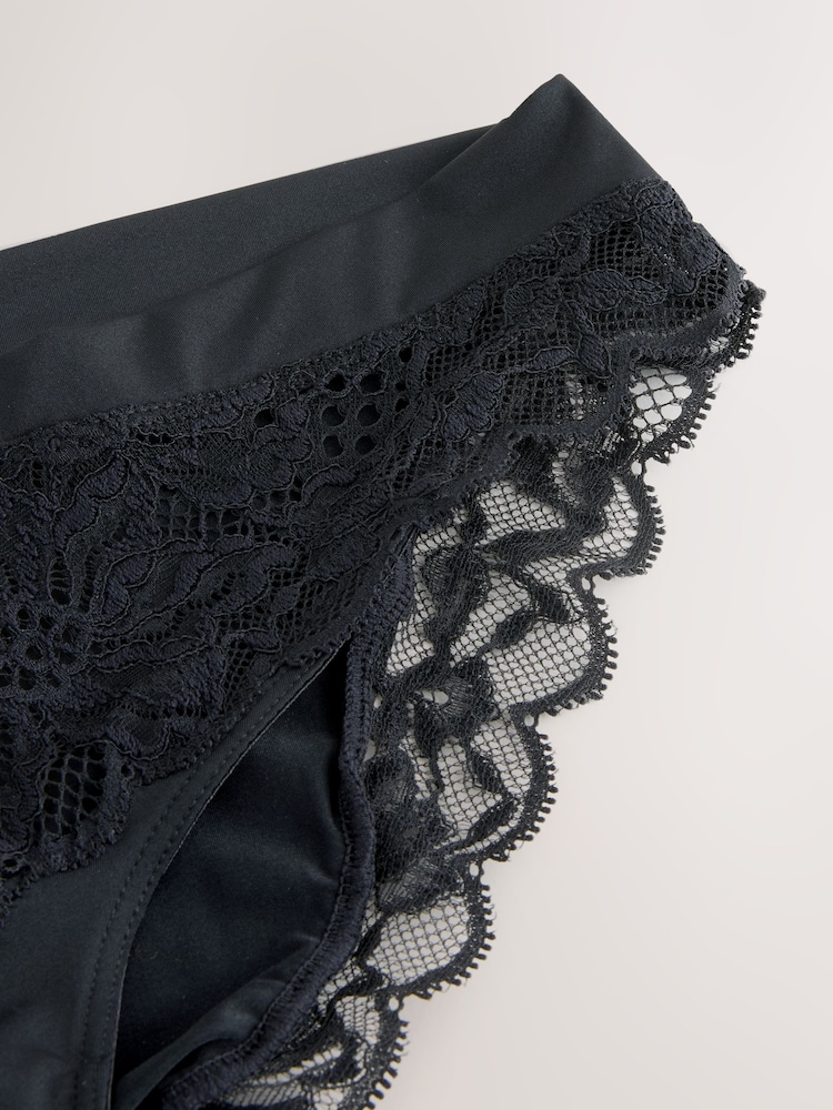 Black Ultimate Comfort Lace Back High Leg Knickers - Image 3 of 3