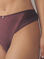 Plum Purple Lace and Microfibre High Leg Knickers - Image 4 of 7