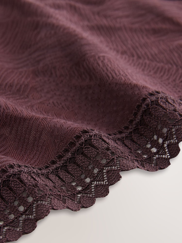 Plum Purple Lace and Microfibre High Leg Knickers - Image 7 of 7