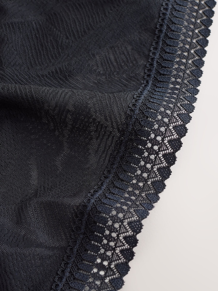 Black Lace and Microfibre High Leg Knickers - Image 5 of 5