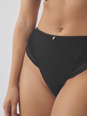 Black Lace and Microfibre High Leg Knickers - Image 6 of 9