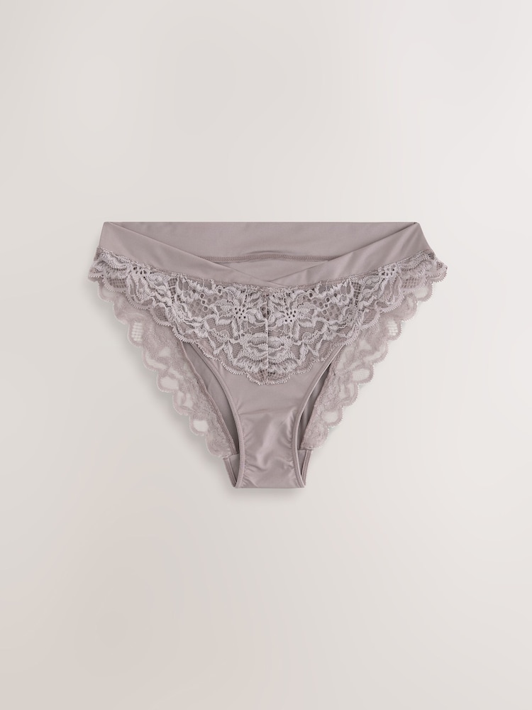 Taupe Ultimate Comfort Lace Back High Leg Knickers - Image 1 of 3
