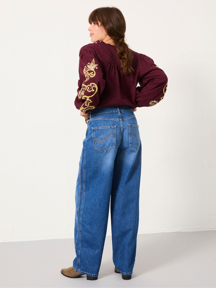 FatFace Blue Denim Willow Wide Leg Jeans - Image 2 of 7 FatFace Blue Denim Willow Wide Leg Jeans - Image 2 of 7