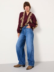 FatFace Blue Denim Willow Wide Leg Jeans - Image 3 of 7